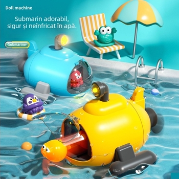 Submarin de baie luminos, cu mecanism de tip wind-up, din plastic, pentru sugari și copii până la 2 ani