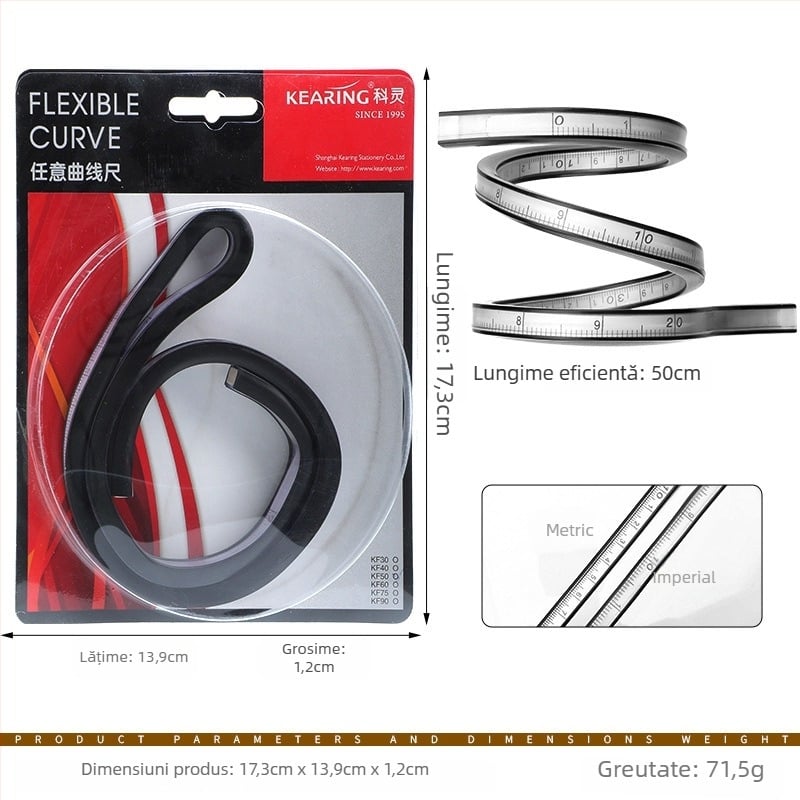 Keling riglă flexibilă – riglă curbă pliabilă din plastic pentru cusut
