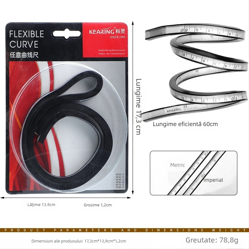Keling riglă flexibilă – riglă curbă pliabilă din plastic pentru cusut