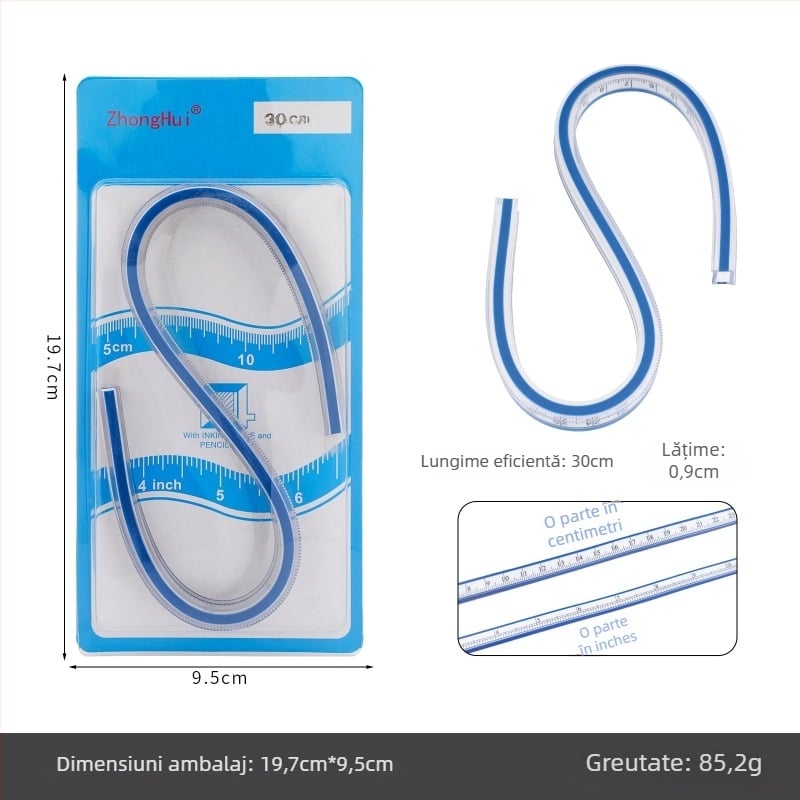 Keling riglă flexibilă – riglă curbă pliabilă din plastic pentru cusut