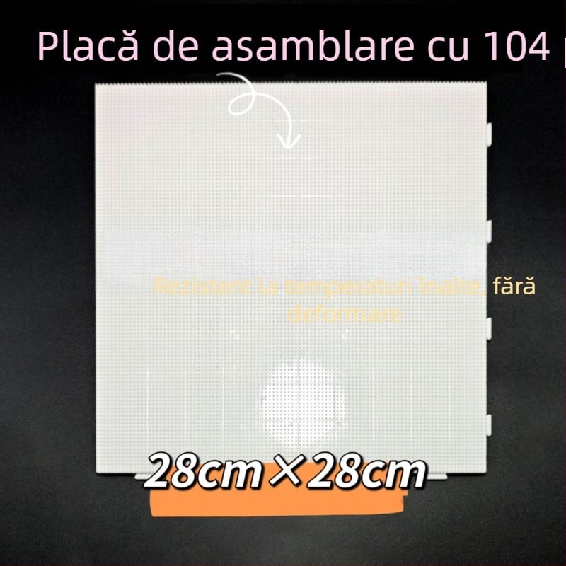 Placă de puzzle plată pentru 104 mărgele, din plastic, compatibilă DIY, ambalaj din plasă, pentru vârsta 7–14 ani