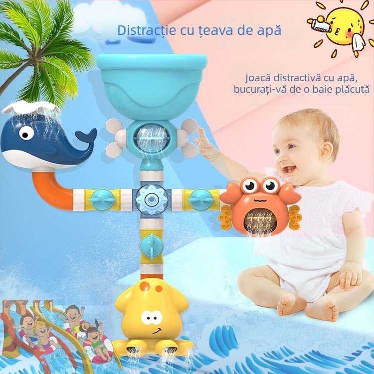 Jucărie DIY pentru baie cu ventuză, din plastic, pentru copii 0–2 ani, Pulverizări rotative