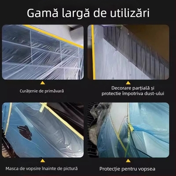 Film de mască pentru vopsire auto cu folie PE, adeziv pe bază de apă de înaltă vâscozitate, miez de carton, pentru mascarea automobilului și mobilierului