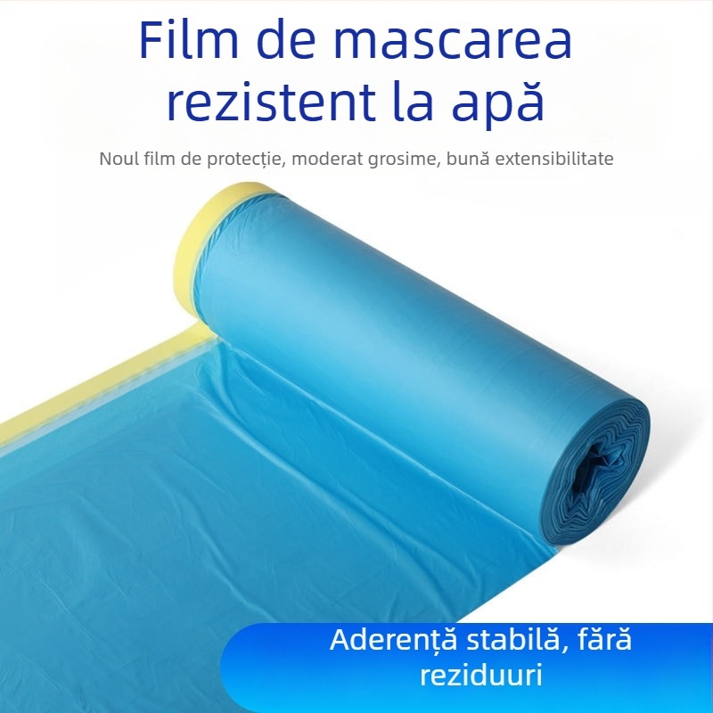Film de mască pentru vopsire auto cu folie PE, adeziv pe bază de apă de înaltă vâscozitate, miez de carton, pentru mascarea automobilului și mobilierului