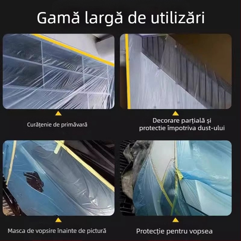 Film de mască pentru vopsire auto cu folie PE, adeziv pe bază de apă de înaltă vâscozitate, miez de carton, pentru mascarea automobilului și mobilierului
