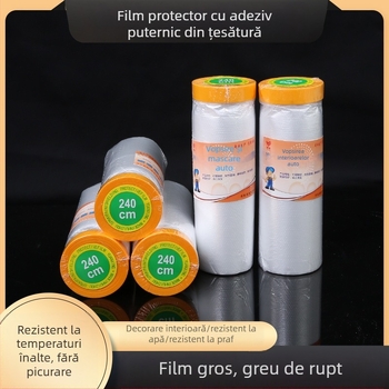 Folie de mascare pentru vopsire cu spray, folie protecție din PE transparentă pentru mobilier, pereți, plăci și sticlă; grosime ≈ 1 mm; cu bandă adezivă sau fără; nu lasă reziduuri, se desprinde ușor