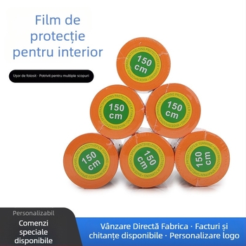 Folie de mascare pentru vopsire cu spray, folie protecție din PE transparentă pentru mobilier, pereți, plăci și sticlă; grosime ≈ 1 mm; cu bandă adezivă sau fără; nu lasă reziduuri, se desprinde ușor