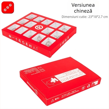 Set puzzle metal cu 15 piese pentru deblocarea inelelor, destinat copiilor 7–14 ani