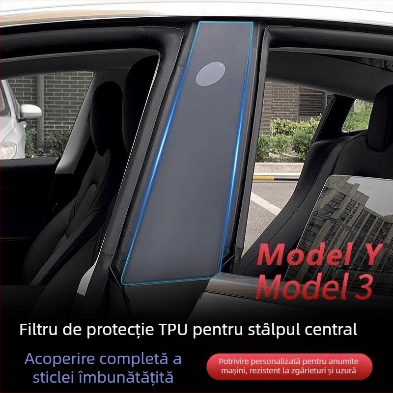 Film protector TPU pentru coloana centrală Tesla Model 3/Y – Coloană B anti-zgârieturi, garanție de 1 an