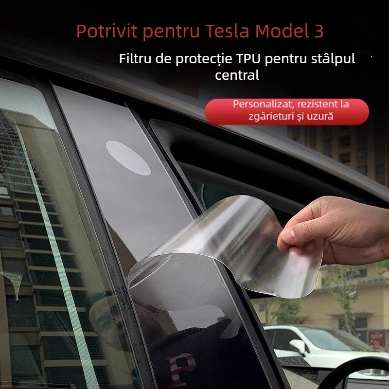 Film protector TPU pentru coloana centrală Tesla Model 3/Y – Coloană B anti-zgârieturi, garanție de 1 an