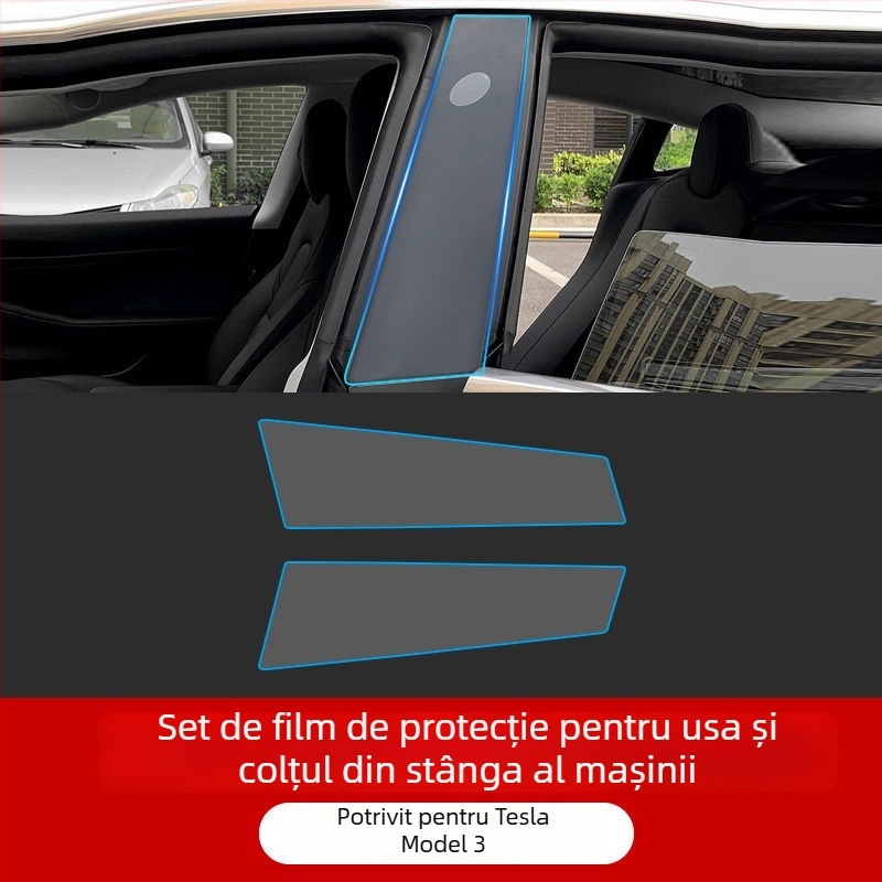 Film protector TPU pentru coloana centrală Tesla Model 3/Y – Coloană B anti-zgârieturi, garanție de 1 an