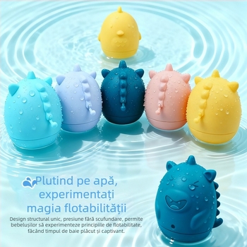 Jucării din silicon pentru baie pentru bebeluși – Set de 4 piese, joc de apă, educativ pentru copii 3–6 ani