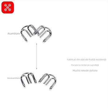 Puzzle cu nouă inele conectate - jucărie metalică, 20 de piese, DIY, personalizare probă