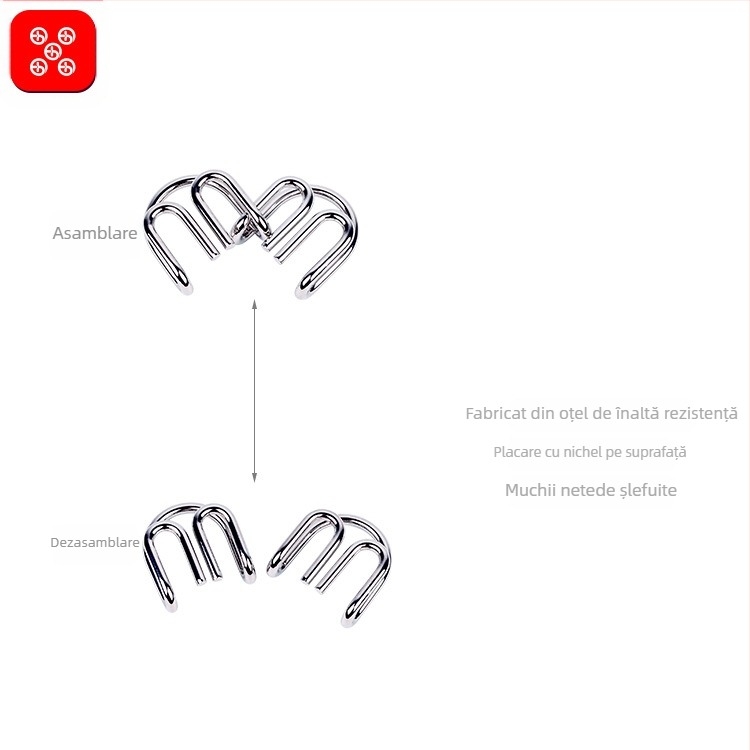 Puzzle cu nouă inele conectate - jucărie metalică, 20 de piese, DIY, personalizare probă