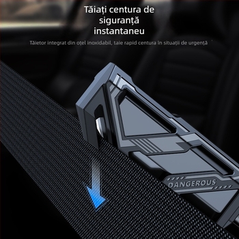 Cioc de siguranță pentru mașină – mini instrument multifuncțional pentru spargerea geamului și tăierea centurii, portabil, unealtă de urgență (Material: PC+ABS, Greutate: 22 g, Brand: Zoch, Personalizare: Da)