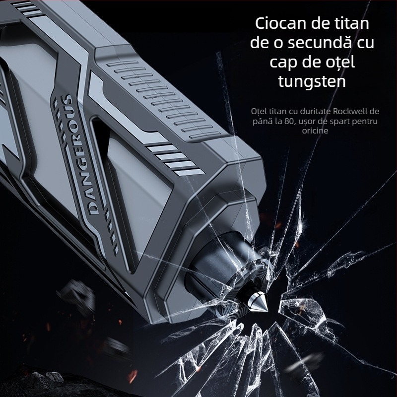 Cioc de siguranță pentru mașină – mini instrument multifuncțional pentru spargerea geamului și tăierea centurii, portabil, unealtă de urgență (Material: PC+ABS, Greutate: 22 g, Brand: Zoch, Personalizare: Da)