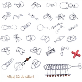 Puzzle cu nouă inele conectate, construcție din fier, joc de stimulare a minții, personalizare DIY cu opțiune de logo, ambalaj în cutie colorată