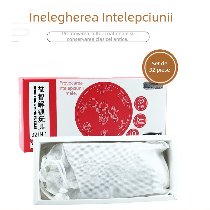 Puzzle cu nouă inele conectate, construcție din fier, joc de stimulare a minții, personalizare DIY cu opțiune de logo, ambalaj în cutie colorată