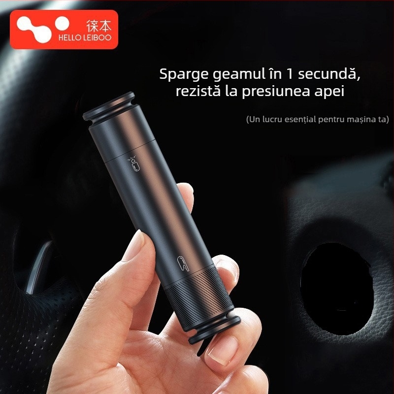 Cioc de siguranță auto cu distrugător de sticlă, unealtă auto multifuncțională, ABS, 100 g, breloc portabil