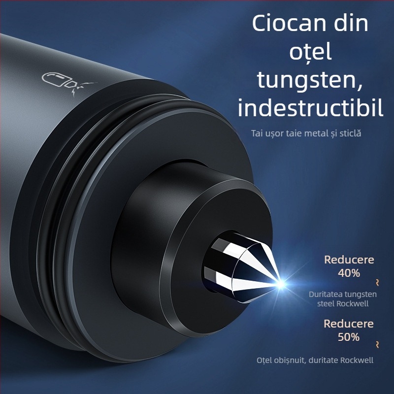 Cioc de siguranță auto cu distrugător de sticlă, unealtă auto multifuncțională, ABS, 100 g, breloc portabil