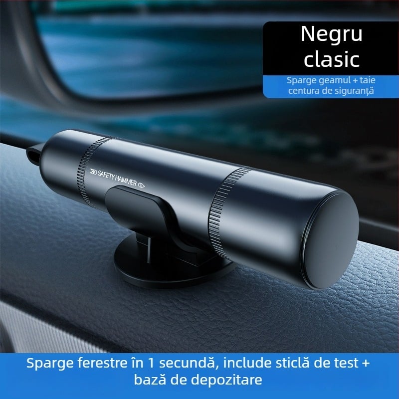 Cioc de siguranță auto cu distrugător de sticlă, unealtă auto multifuncțională, ABS, 100 g, breloc portabil