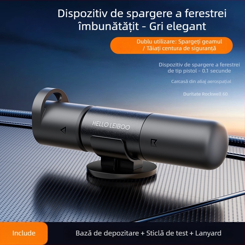 Cioc de siguranță auto și spargere a geamurilor, unealtă de evacuare multifuncțională; Material: ABS din aliaj de aluminiu; Greutate: 0.08 kg; Origine: Guangdong; Personalizare: Da