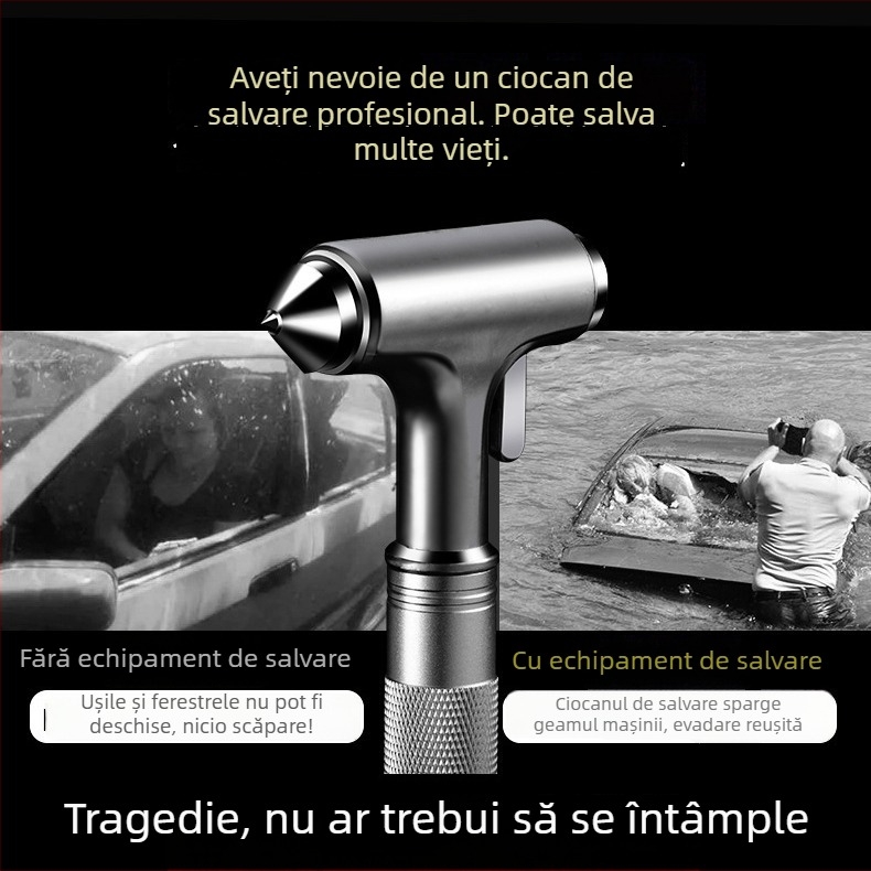 Cioc de siguranță auto, cioc multifuncțional de evacuare, cioc pentru spargerea geamului, montat în mașină pentru autoapărare