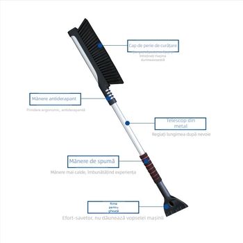 Shun Wei Lopată multifuncțională pentru zăpadă auto – extensibilă, pentru îndepărtarea gheții și a zăpezii