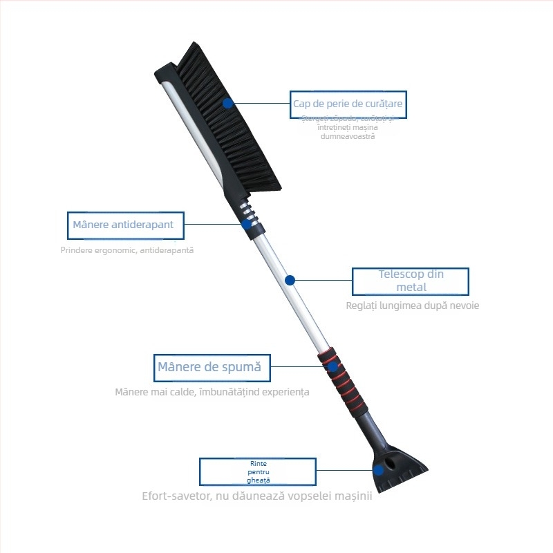 Shun Wei Lopată multifuncțională pentru zăpadă auto – extensibilă, pentru îndepărtarea gheții și a zăpezii