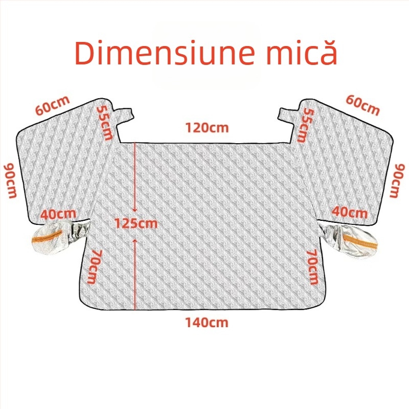 Acoperire auto pentru parbrizul din față, întărită, nouă versiune, folie de aluminiu, protecție împotriva vântului, anti-congelare și anti-zăpadă, montaj telescopic, universal, 700 g