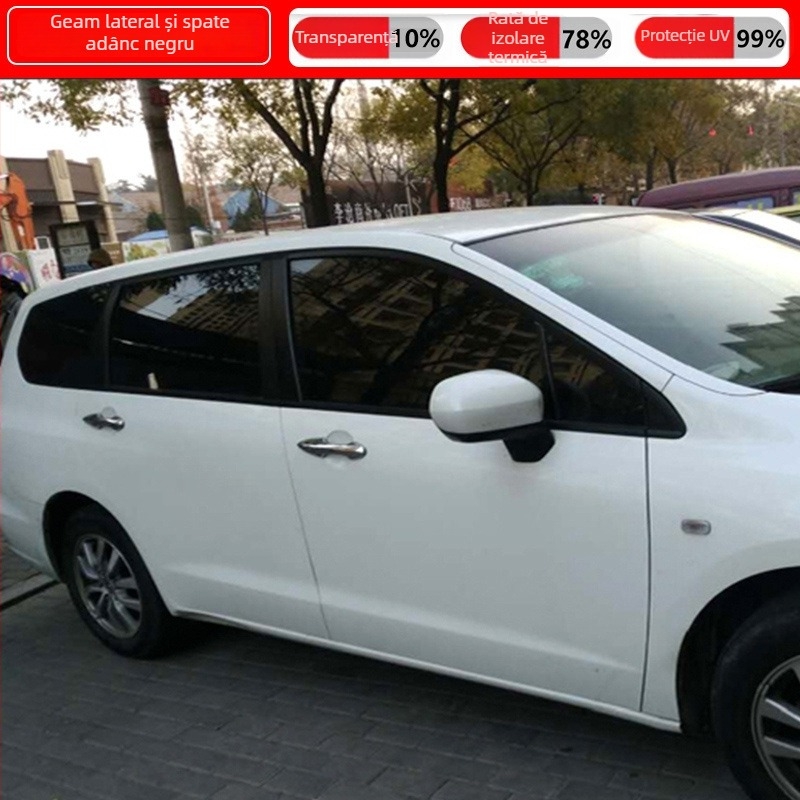 Film pentru geamuri auto – autocolant, membrană nano ceramică, transmisie luminoasă 70–80%, protecție UV peste 90%, seria 1