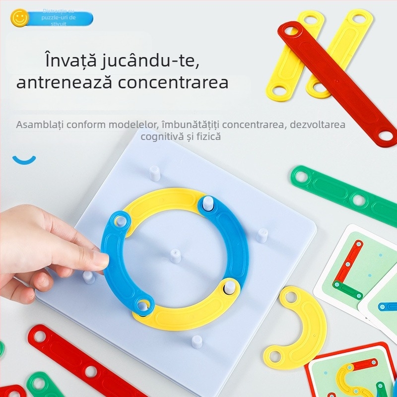 Jucărie Montessori versatilă pentru forme și construcții, puzzle educativ pentru copii 2-6 ani