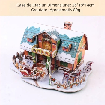 Set puzzle 3D DIY: casă, mașină și model militar pentru copii