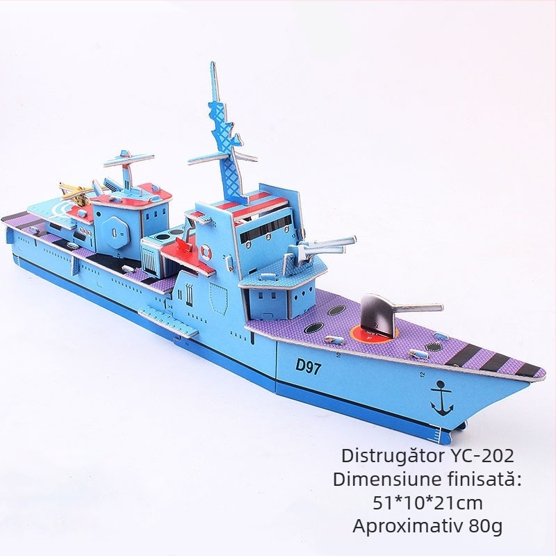 Set puzzle 3D DIY: casă, mașină și model militar pentru copii