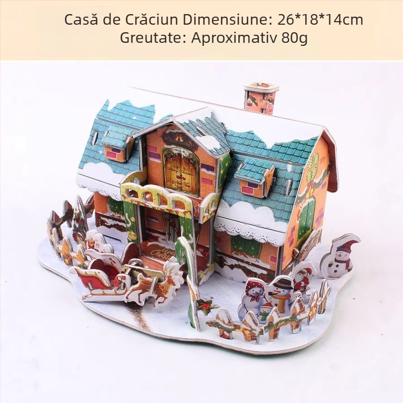 Set puzzle 3D DIY: casă, mașină și model militar pentru copii