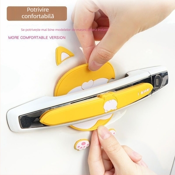 Autocolant protector anti-zgârieturi pentru mânerul ușii auto (design drăguț de desen animat, PVC, potrivire universală)
