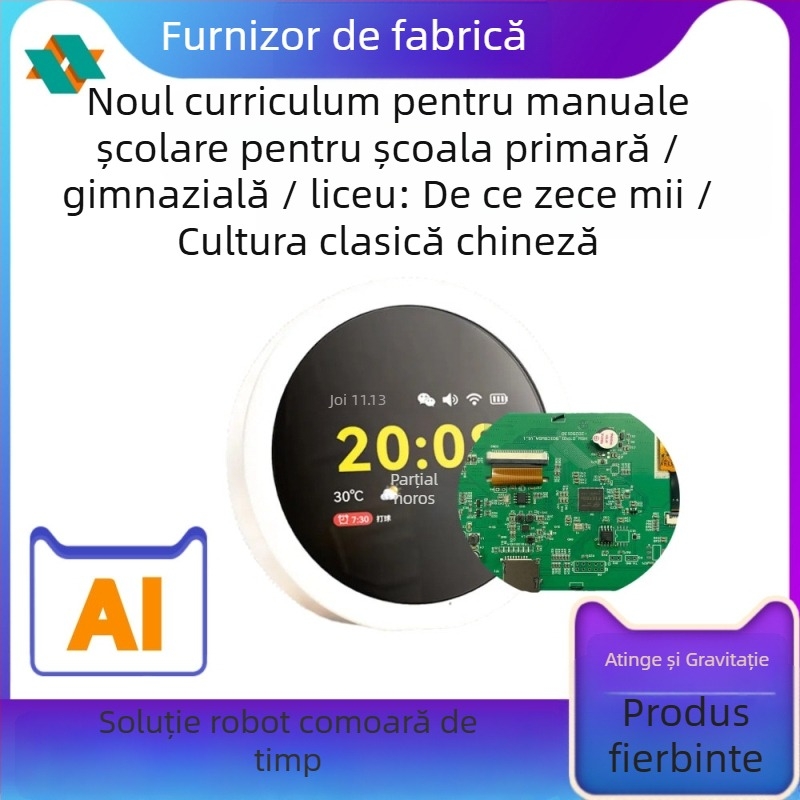 Robot educațional pentru învățare timpurie cu dialog vocal și ceas de alarmă, încărcare USB, memorie 1–2 GB, carcasă din plastic