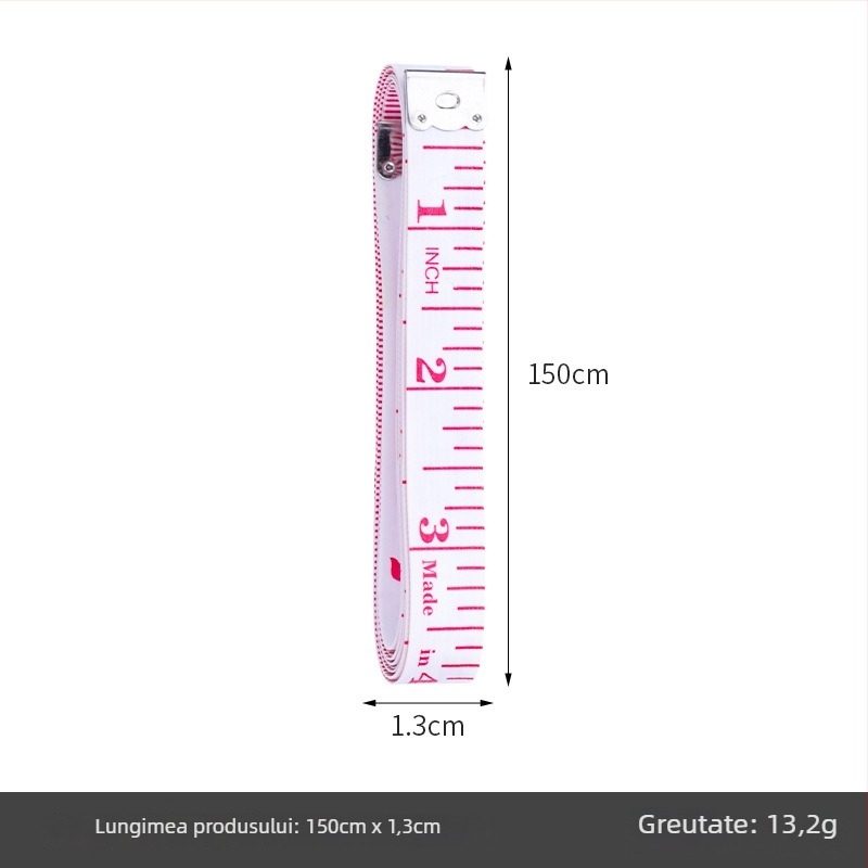 Bandă de măsurat PU, bandă moale pentru cusut, model Inch measuring tape (cutie), 10 buc., interval de măsurare 150, pentru măsurări ale corpului