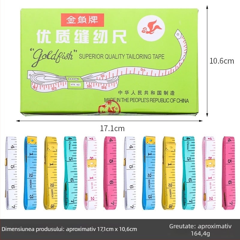 Bandă de măsurat PU, bandă moale pentru cusut, model Inch measuring tape (cutie), 10 buc., interval de măsurare 150, pentru măsurări ale corpului
