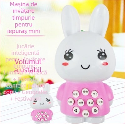 Mini iepuraș povestitor – Jucărie educațională muzicală, din plastic, fără memorie, pentru copii 4–6 ani