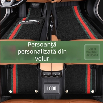 Covorașe pentru picioare din piele, complet închise, design stea, dublu strat, pentru autoturisme cu cinci locuri