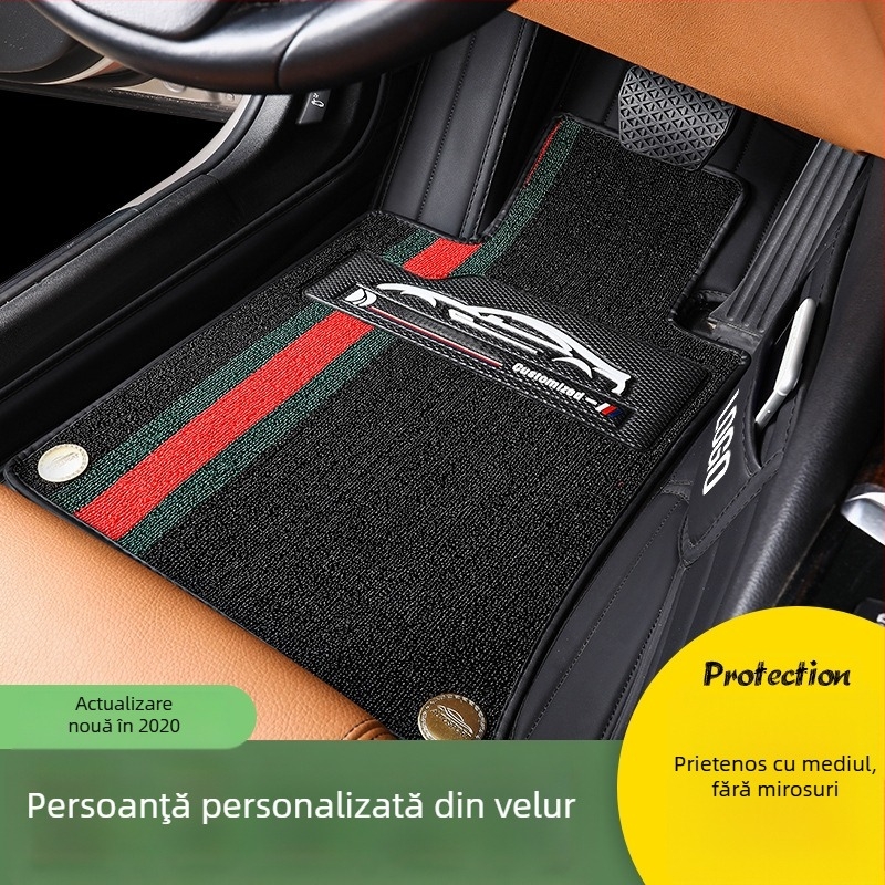 Covorașe pentru picioare din piele, complet închise, design stea, dublu strat, pentru autoturisme cu cinci locuri