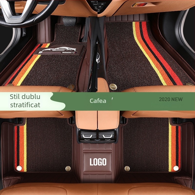 Covorașe pentru picioare din piele, complet închise, design stea, dublu strat, pentru autoturisme cu cinci locuri