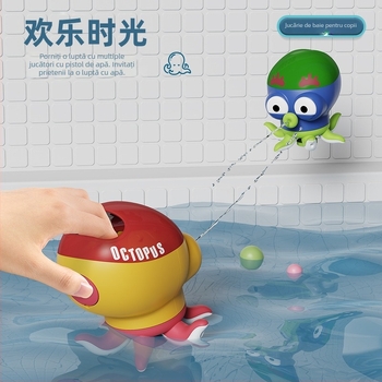 Jucărie de baie cu caracatiță – desen animat, din plastic, pentru copii 3–6 ani, băieți și fete