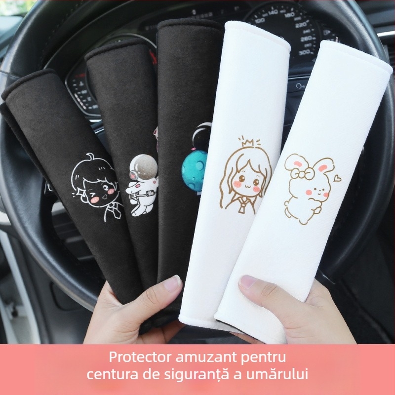 Astronaut desen animat: acoperire pentru centura de siguranță auto, din pluș scurt; imprimare logo disponibilă; nepersonalizabilă; decor interior auto