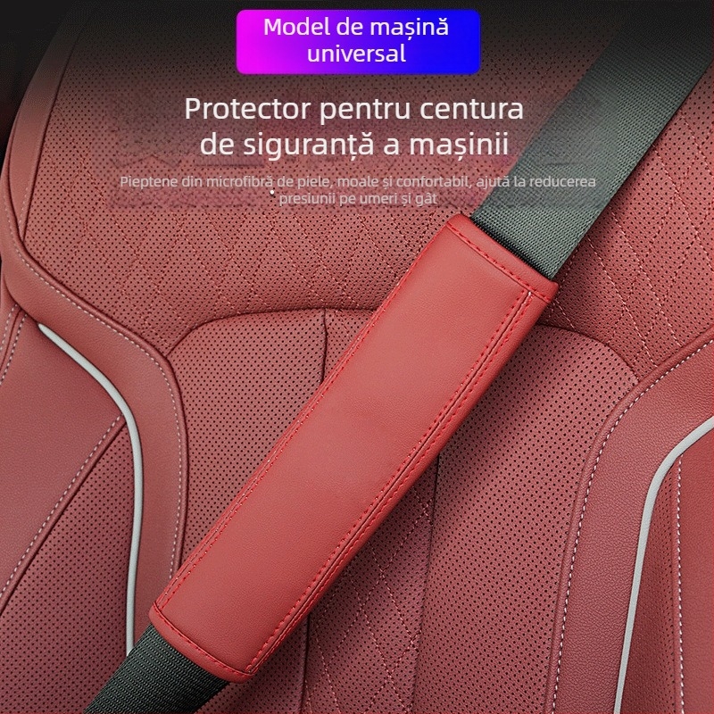 Pernă pentru umărul curelei de siguranță auto din piele – protecție moale, antiuzură, imprimare logo disponibilă, greutate 80 g