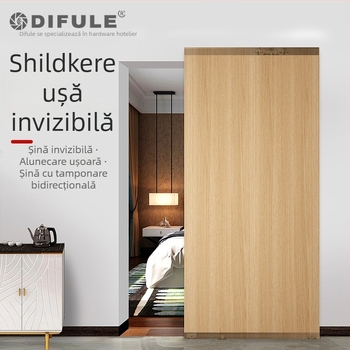 Set hardware pentru uși glisante: șină invizibilă, role suspendate bidirecționale, aliaj de zinc, model DFL-GC010, Ding Fule, stil modern minimalist