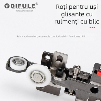 Set hardware pentru uși glisante: șină invizibilă, role suspendate bidirecționale, aliaj de zinc, model DFL-GC010, Ding Fule, stil modern minimalist