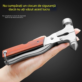 CHISHAN ciocan de siguranță auto din oțel inoxidabil — ciocan de spargere geamuri cu cuțit de tăiere, instrument de salvare în urgențe, 390 g