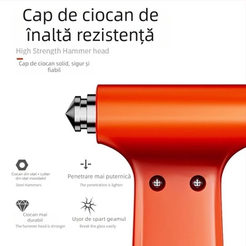 Cioc de spargere a geamurilor auto, portabil, din oțel inoxidabil, instrument de siguranță auto, multifuncțional